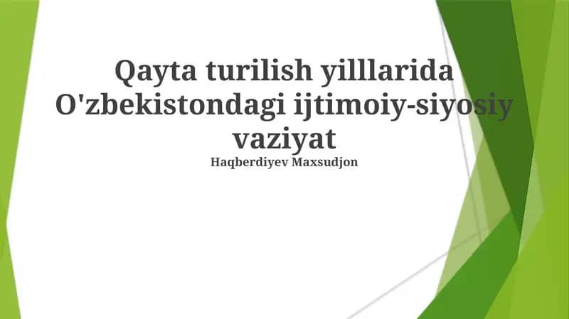 Oʻzbekistondagi ijtimoiy-siyosiy vaziyat