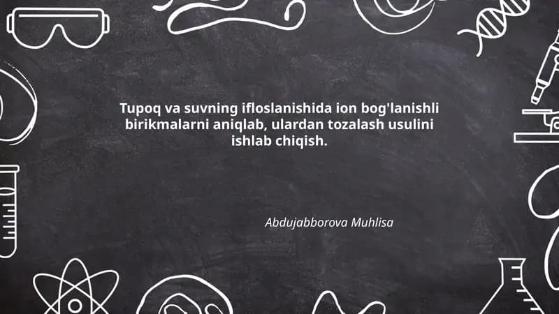 Tupoq va suvning ifloslanishida ion bog'lanishli birikmalarni aniqlash