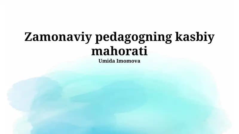 Zamonaviy pedagogning kasbiy mahorati