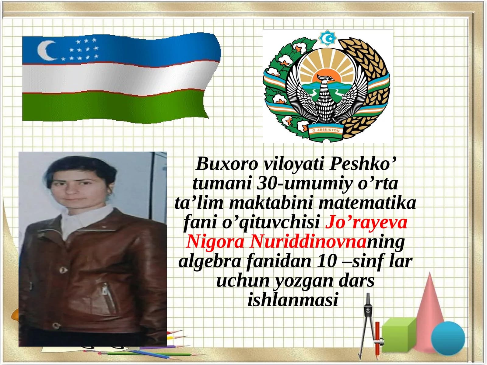 10-sinf lar uchun yozgan dars ishlanmasi