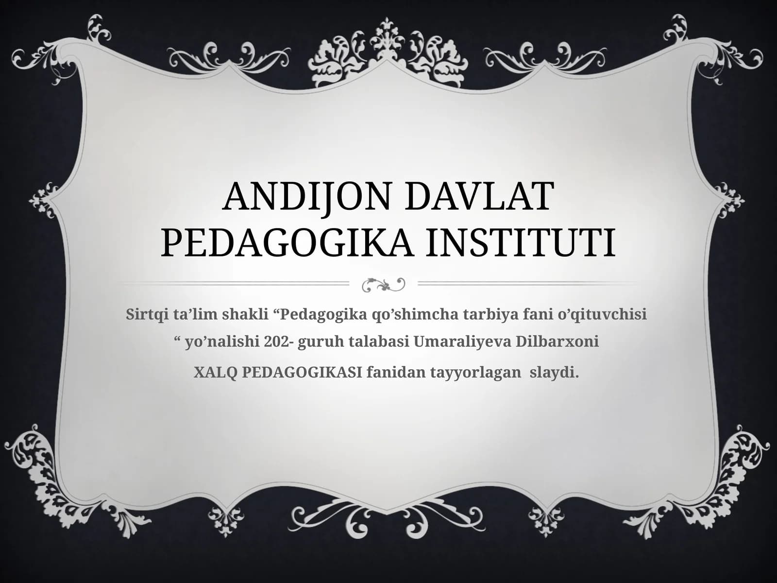 XALQ PEDAGOGIKASIDA OILA VA OILAVIY TARBIYANING AKS ETISHI