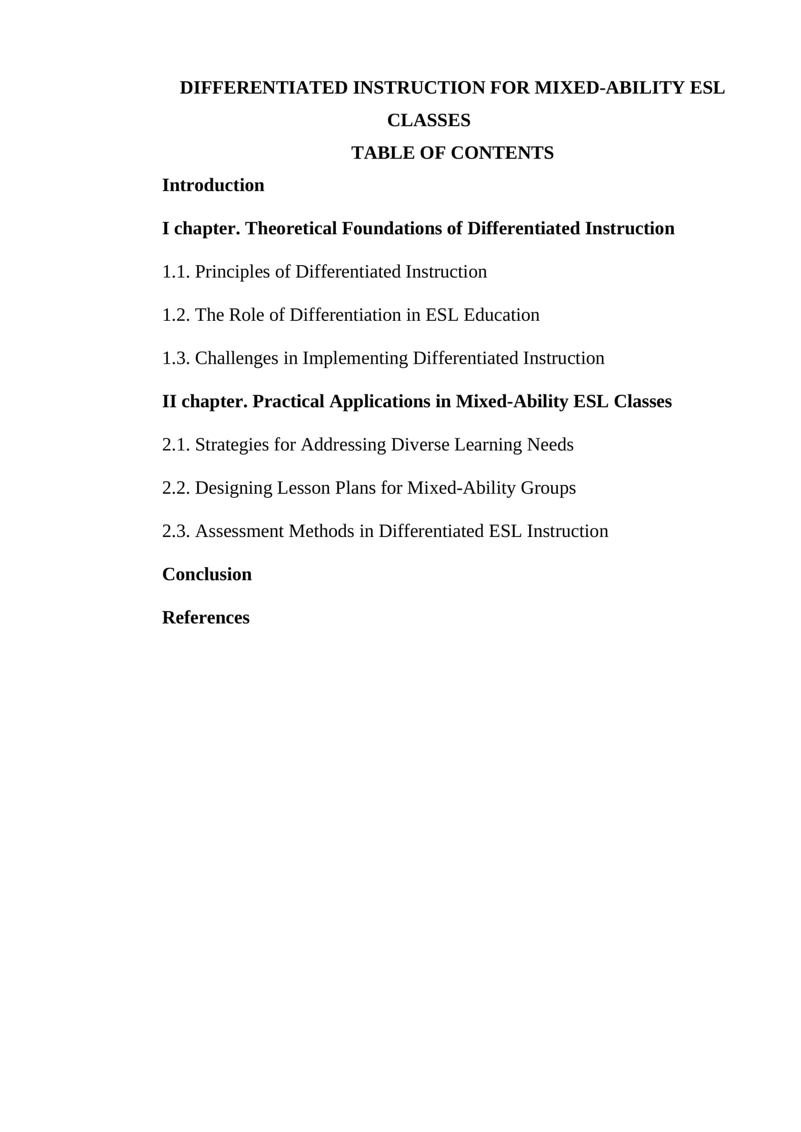 DIFFERENTIATED INSTRUCTION FOR MIXED-ABILITY ESL CLASSES