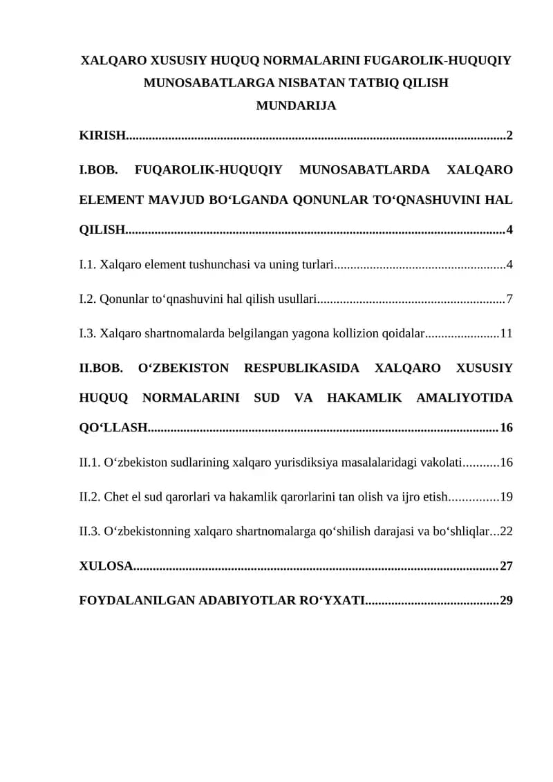 Xalqaro Xususiy Huquq Normalarini Fuqarolik-Huquqiy Munosabatlarga Nisbatan Tatbiq Qilish