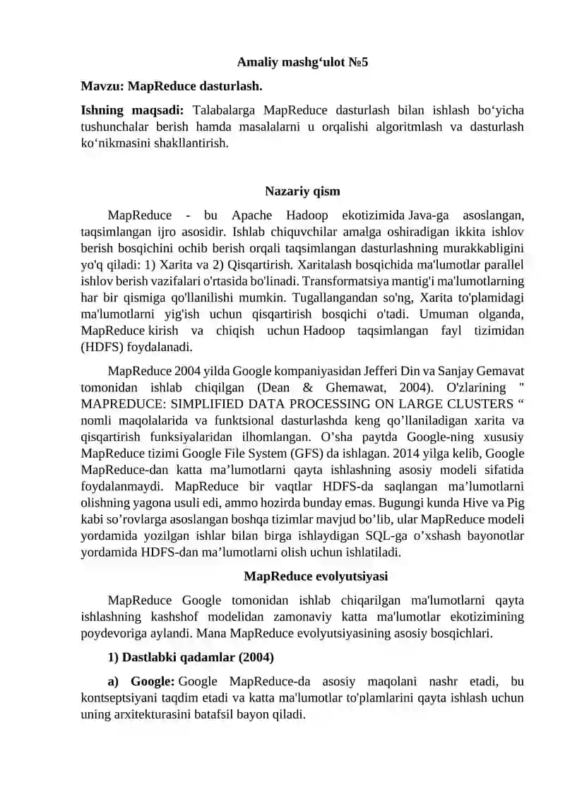 Amaliy mashg‘ulot №5