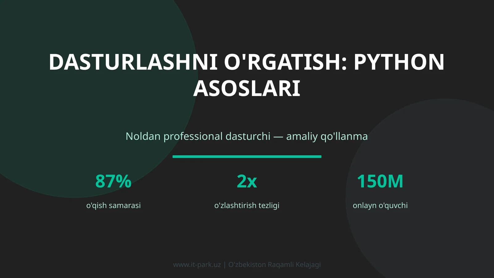 Dasturlashni o'rgatish: PYTHON ASOSLARI