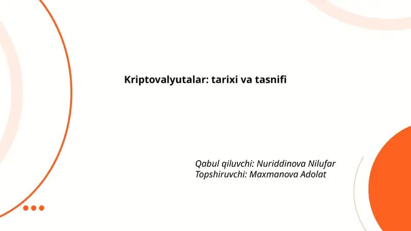 Kriptovalyutalar: tarixi va tasnifi