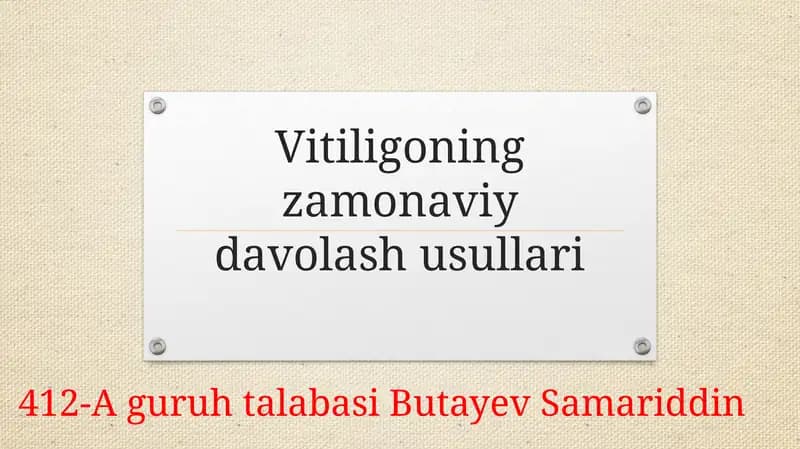 Vitiligoning zamonaviy davolash usullari