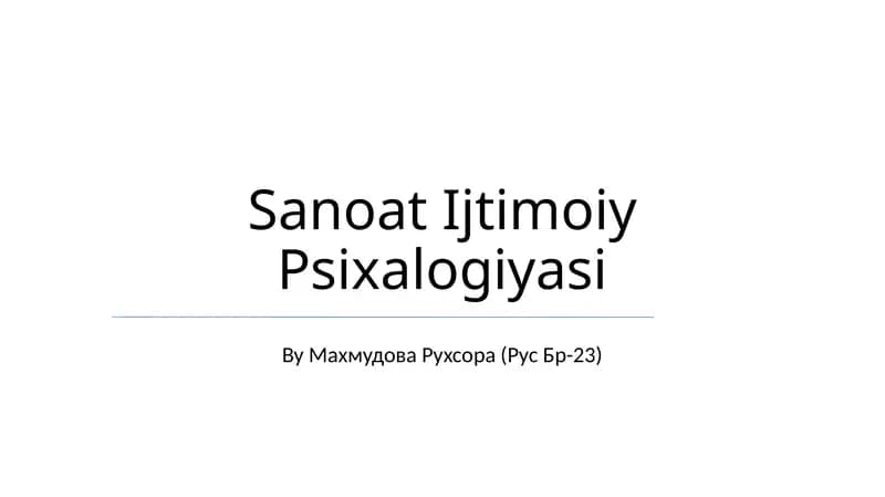 Sanoat Ijtimoiy Psixalogiyasi