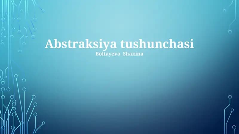 Abstraksiya tushunchasi
