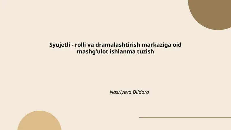 Suhbat va dialoglarni tashkil etish
