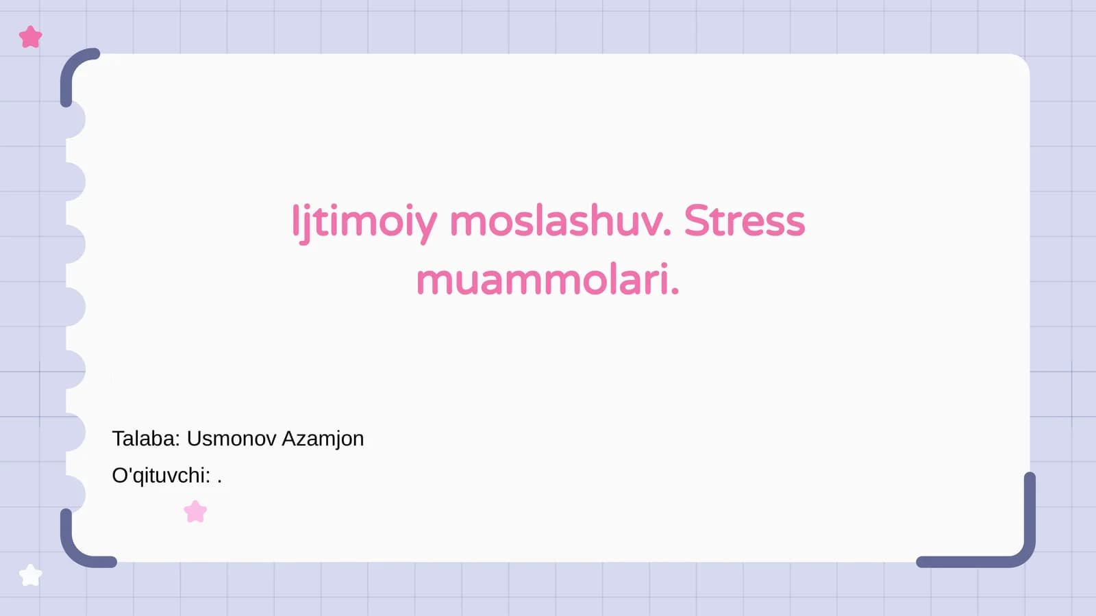 Ijtimoiy moslashuv. Stress muammolari