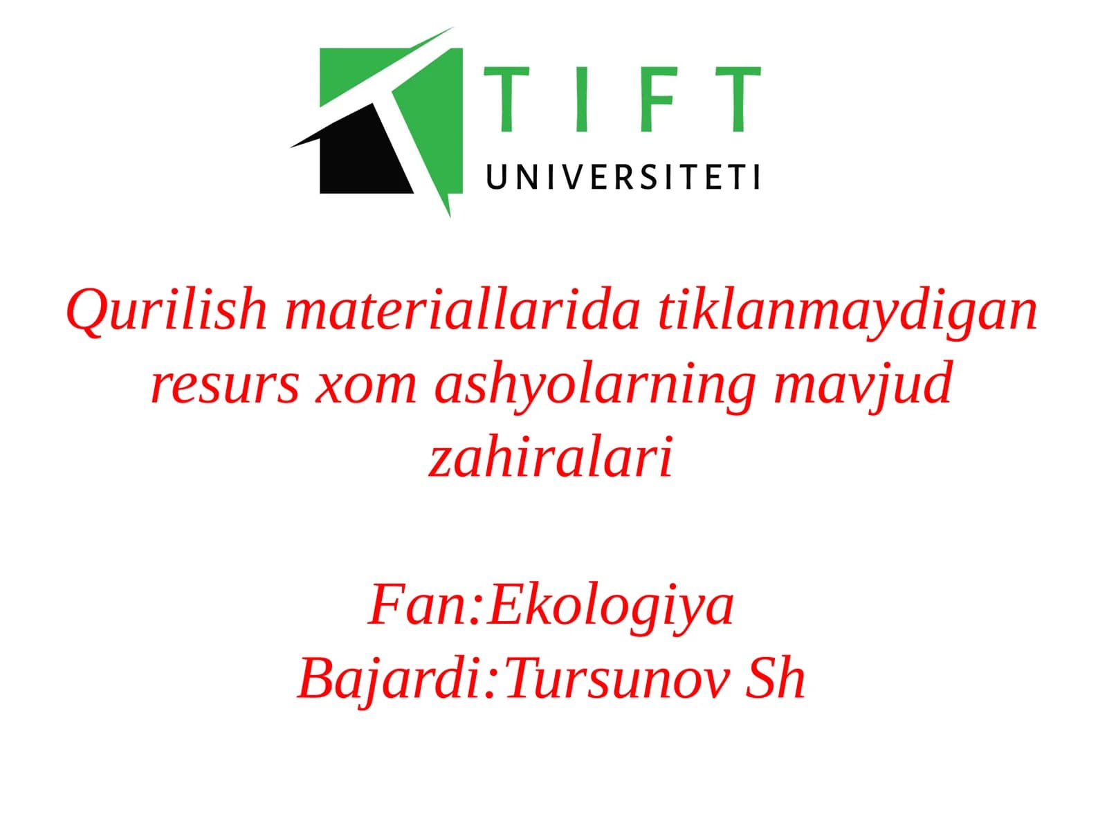 Qurilish materiallarida tiklanmaydigan resurs xom ashyolarning mavjud zahiralari.
