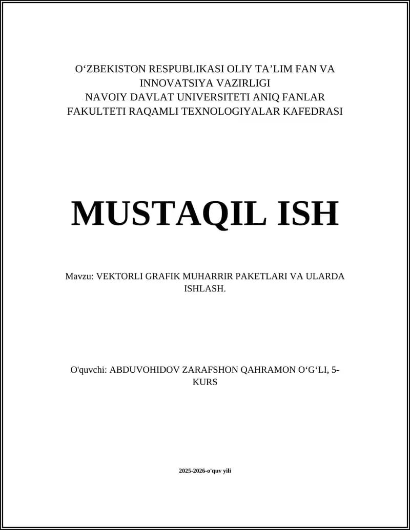 VEKTORLI GRAFIK MUHARRIR PAKETLARI VA ULARDA ISHLASH