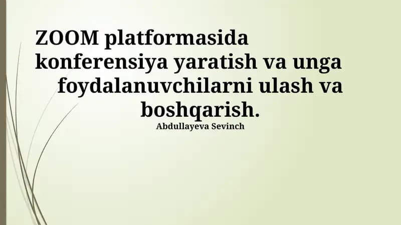 Zoom platformasida konferensiya yaratish va unga