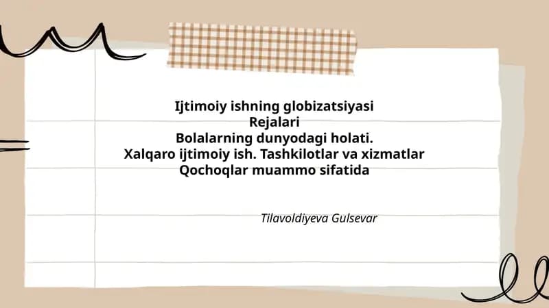 Ijtimoiy ishning globalizatsiyasi: tamoyillar va jarayonlar