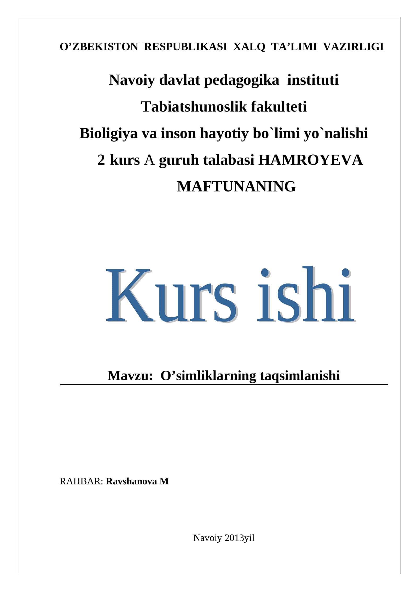 O’simliklarning taqsimlanishi