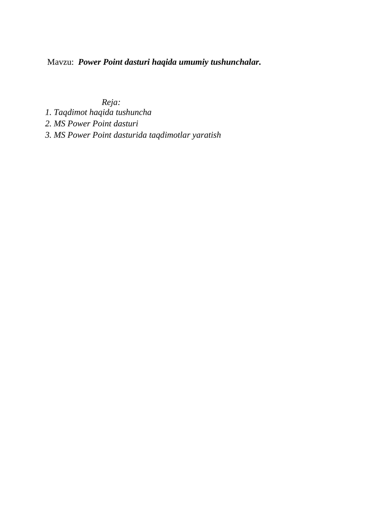 Power Point dasturi