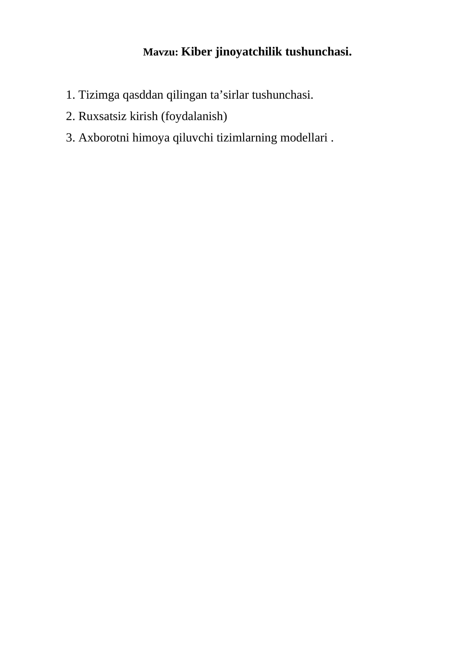 Kiber jinoyatchilik tushunchasi