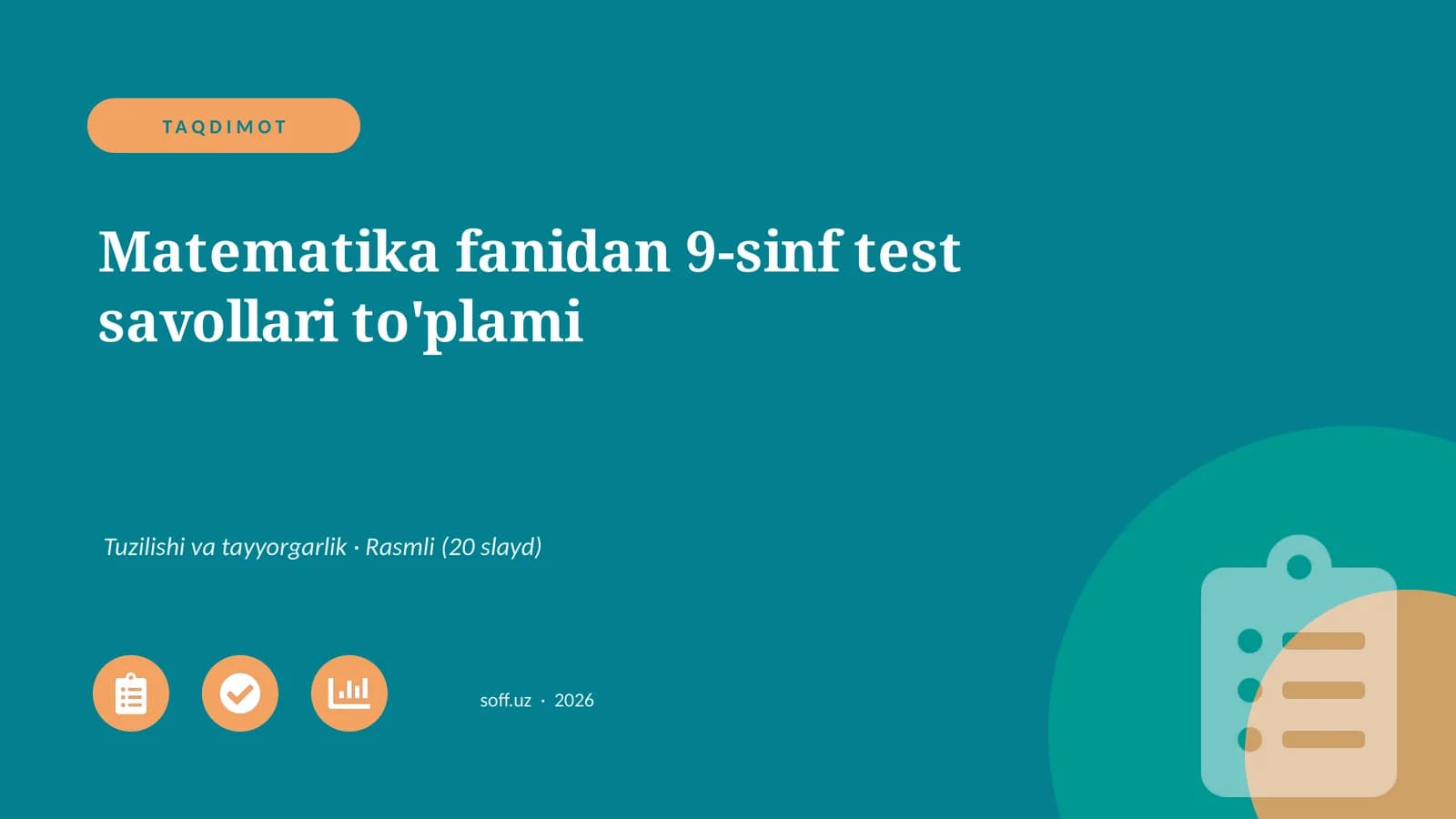 Matematika fanidan 9-sinf test savollari to'plami