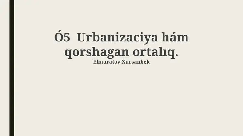 Urbanizatsiya