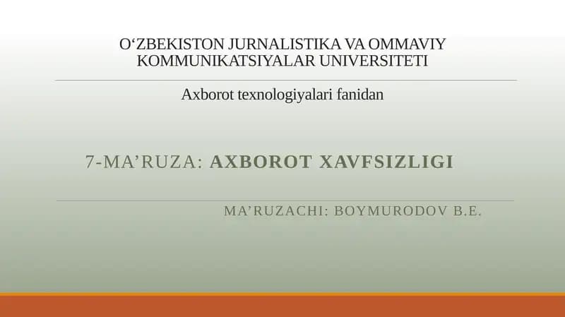 Axborot xavfsizligi