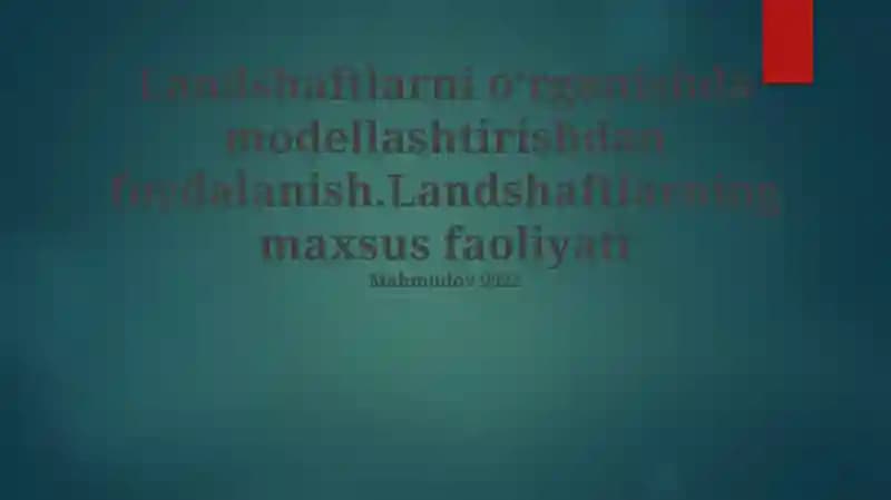 Landshaft Evolyutsiyasi Modellar