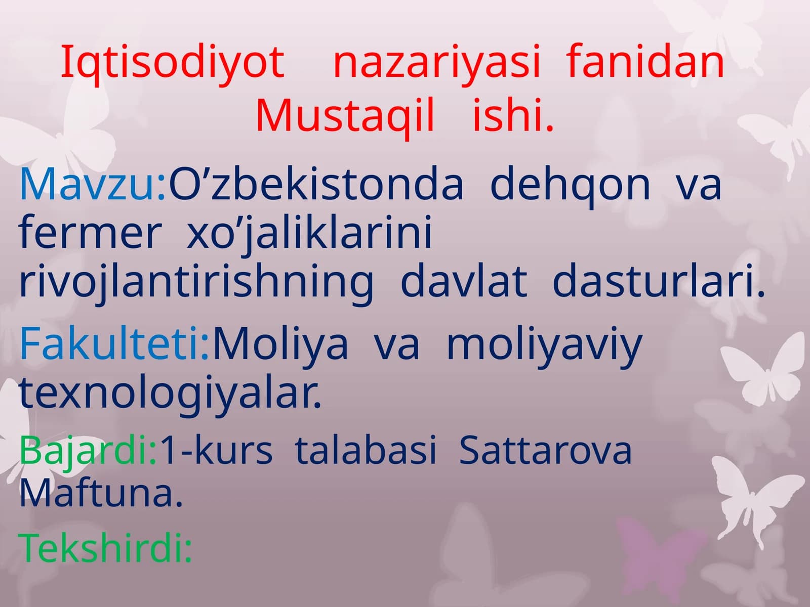 O’zbekistonda dehqon va fermer xo’jaliklarini rivojlantirishning davlat dasturlari