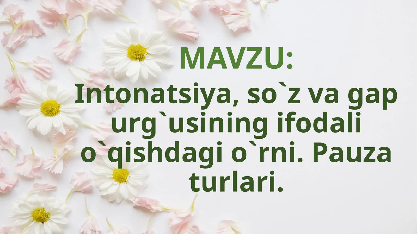 Intonatsiya,so`z  va  gap  urg`usining   ifodali  o`qishdagi  o`rni.Pauza  turlari