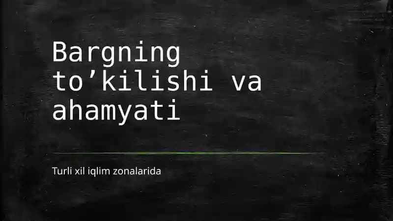 Bargning toʼkilishi va ahamyati