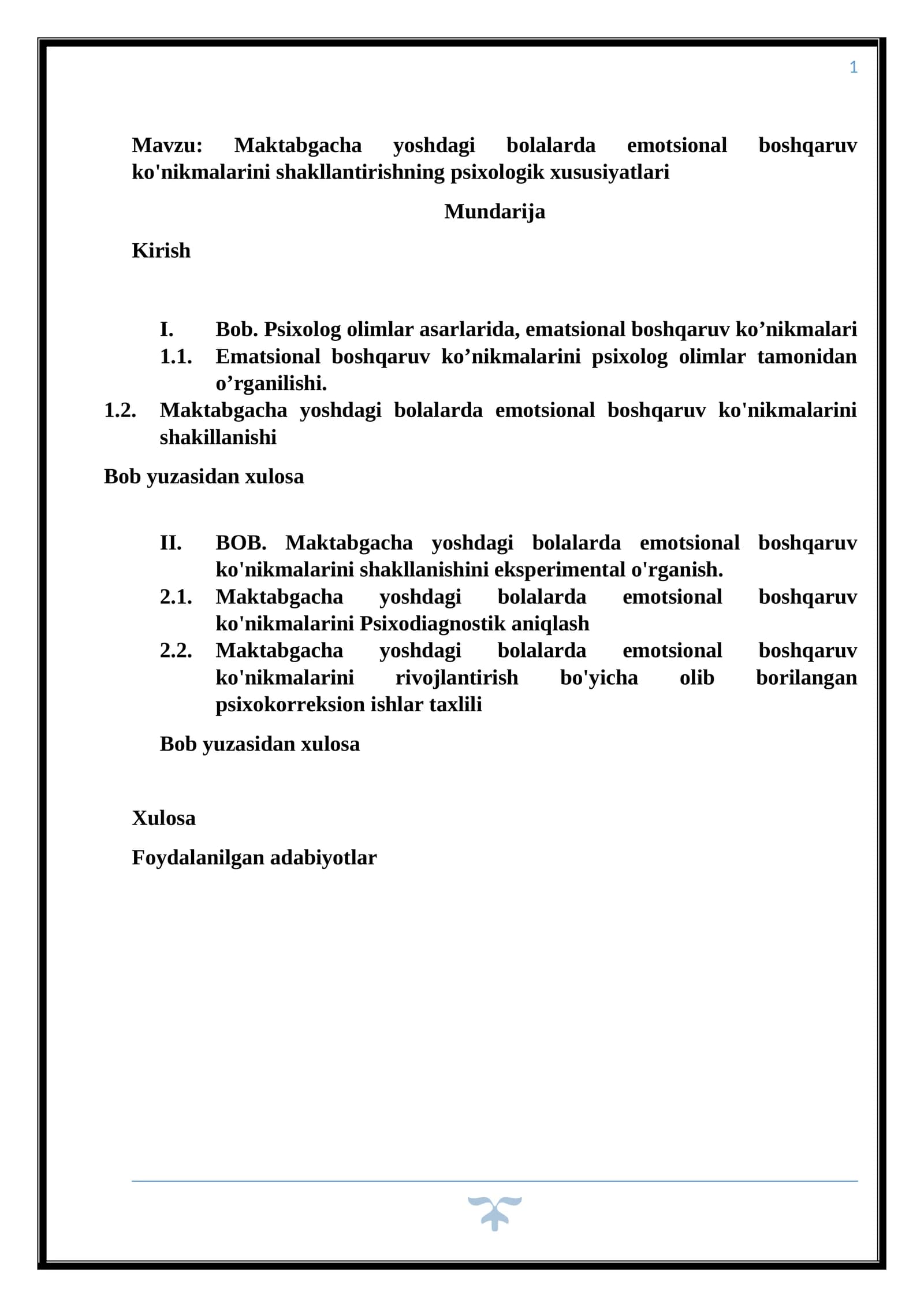 Maktabgacha yoshdagi bolalarda emotsional boshqaruv ko'nikmalarini shakllantirishning psixologik xususiyatlari
