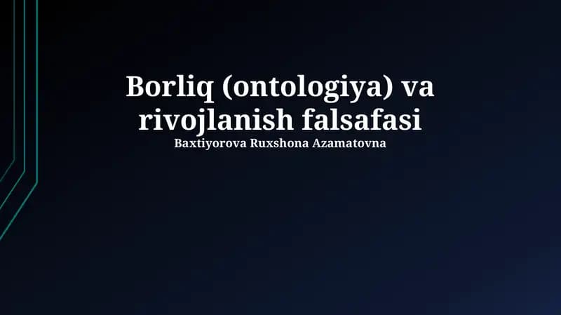 Borliq (ontologiya) va rivojlanish falsafasi