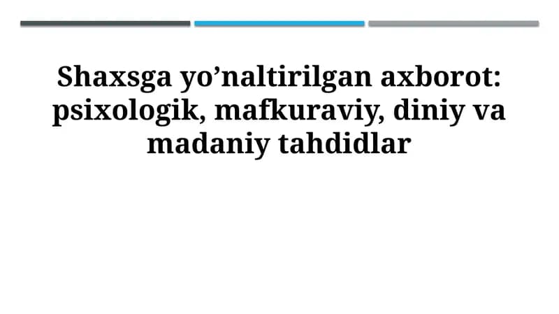 Shaxsga yo'naltirilgan axborot tahdidlari