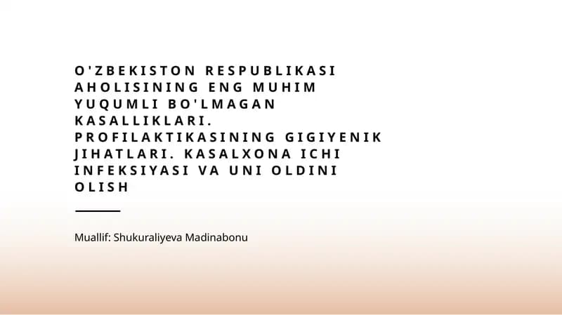O'zbekistondagi Muqaddas bo'lmagan kasalliklar tahlili