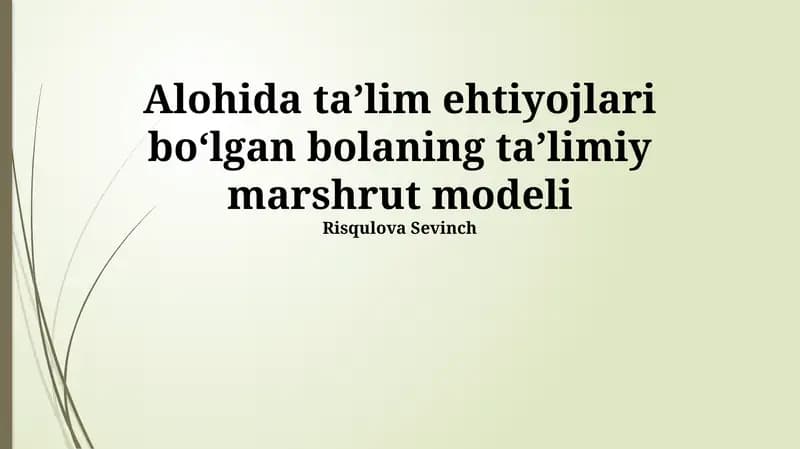 Maxsus Ta'limga Muhtojna Bola Uchun Ta'lim Yo'lining Rejalashtirilishi