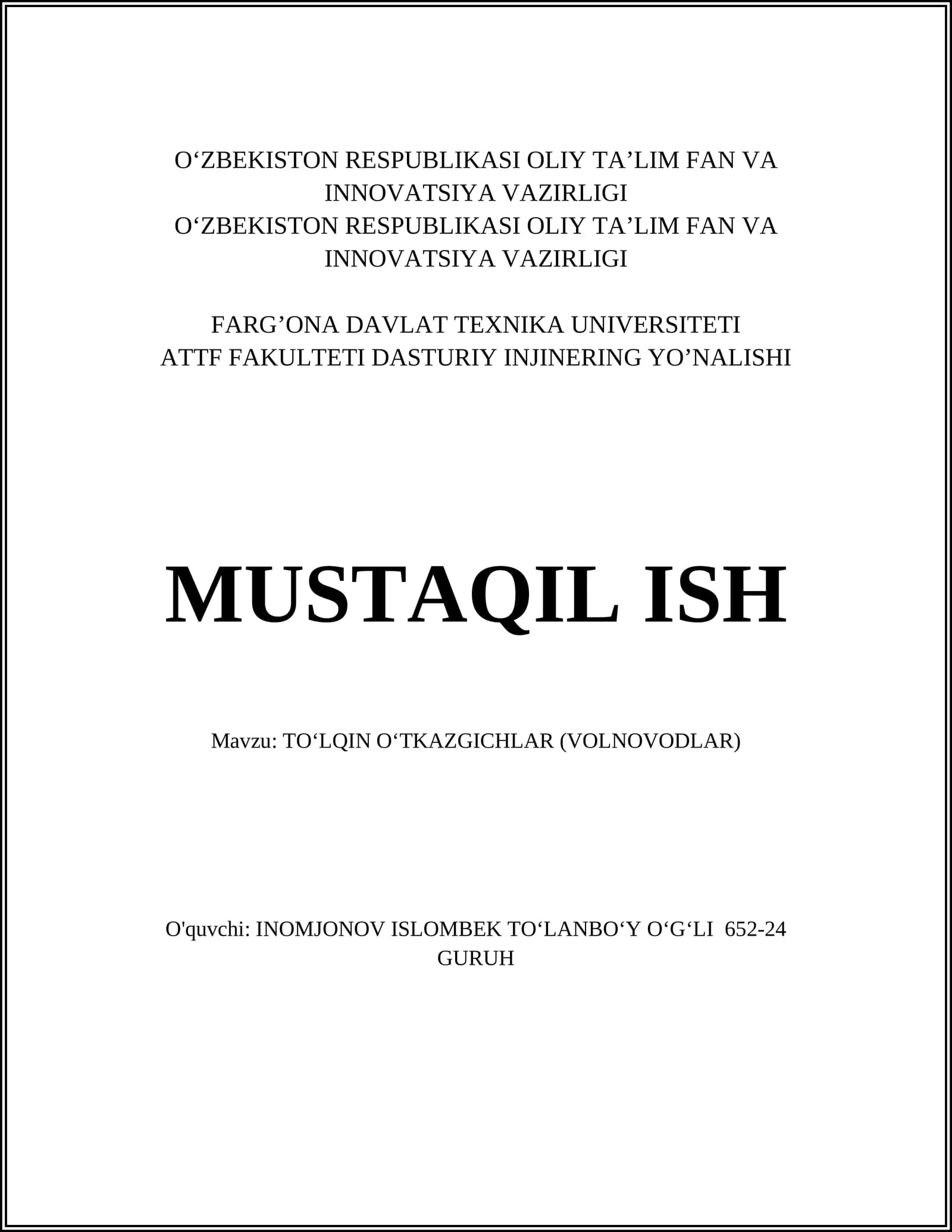 TO‘LQIN O‘TKAZGICHLAR (VOLNOVODLAR)
