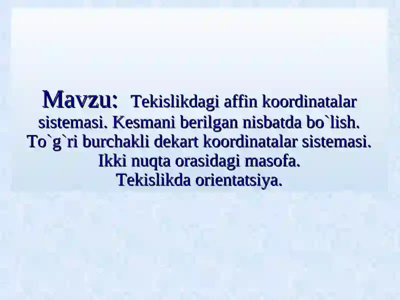 Tekislikdagi affin koordinatalar sistemasi