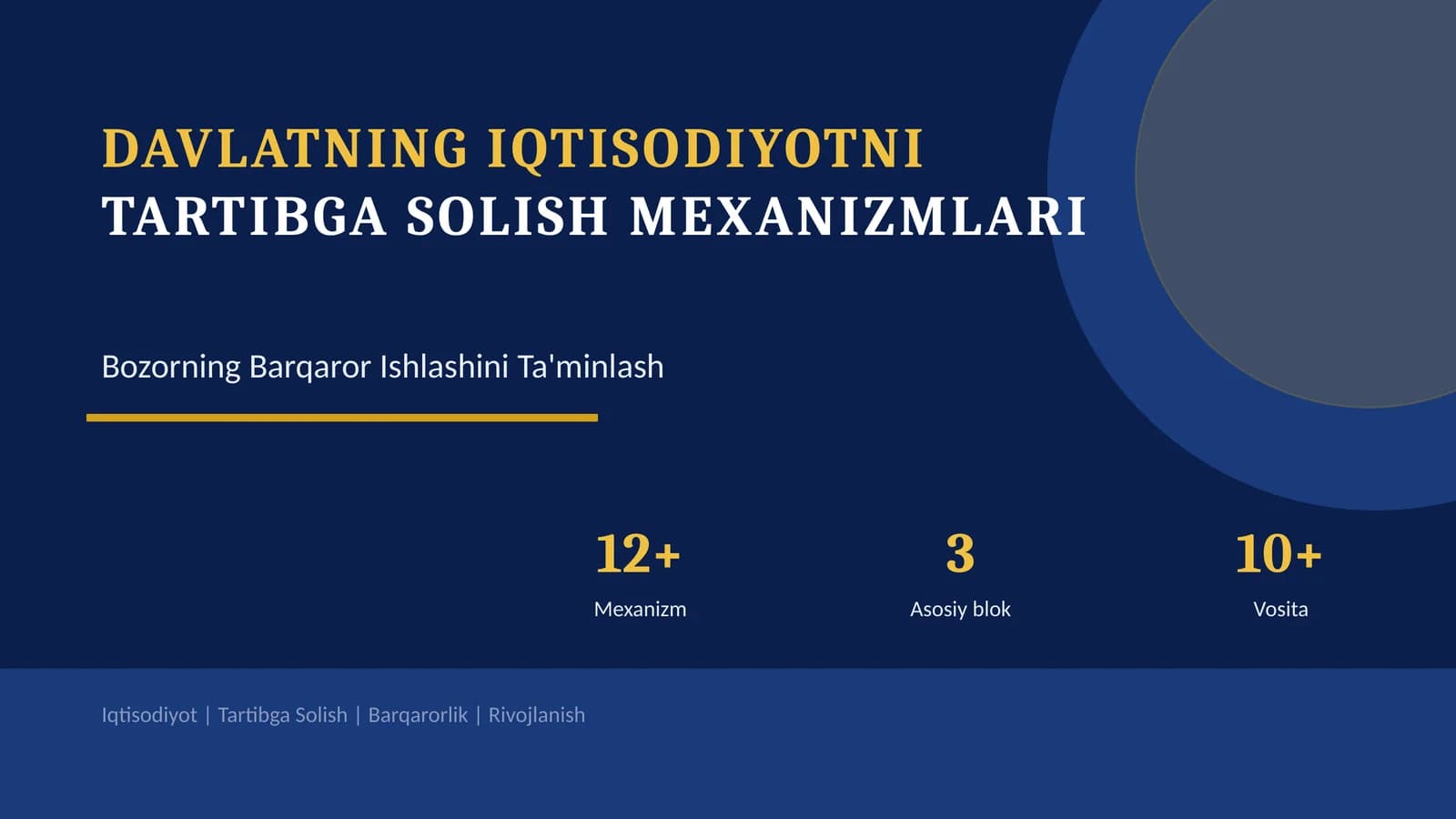 DAVLATNING IQTISODIYOTNI TARTIBGA SOLISH MEXANIZMLARI