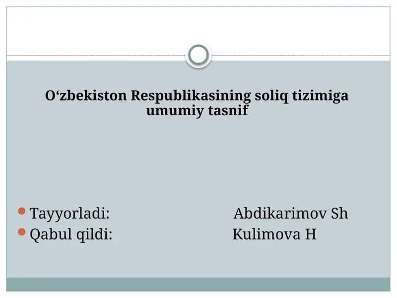 Soliq tushunchasi va uning vazifalari