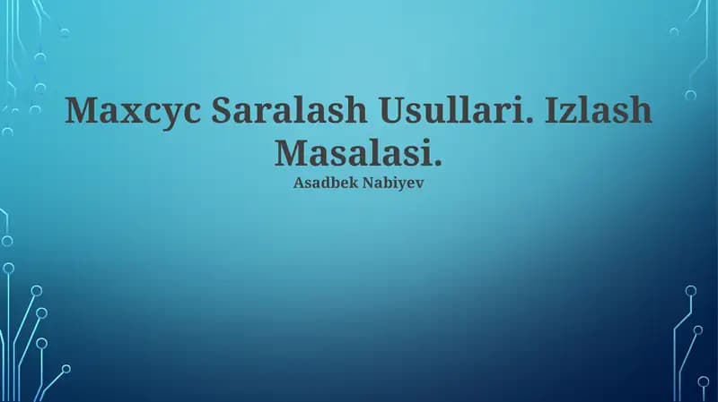 Maxcyc Saralash Usullari