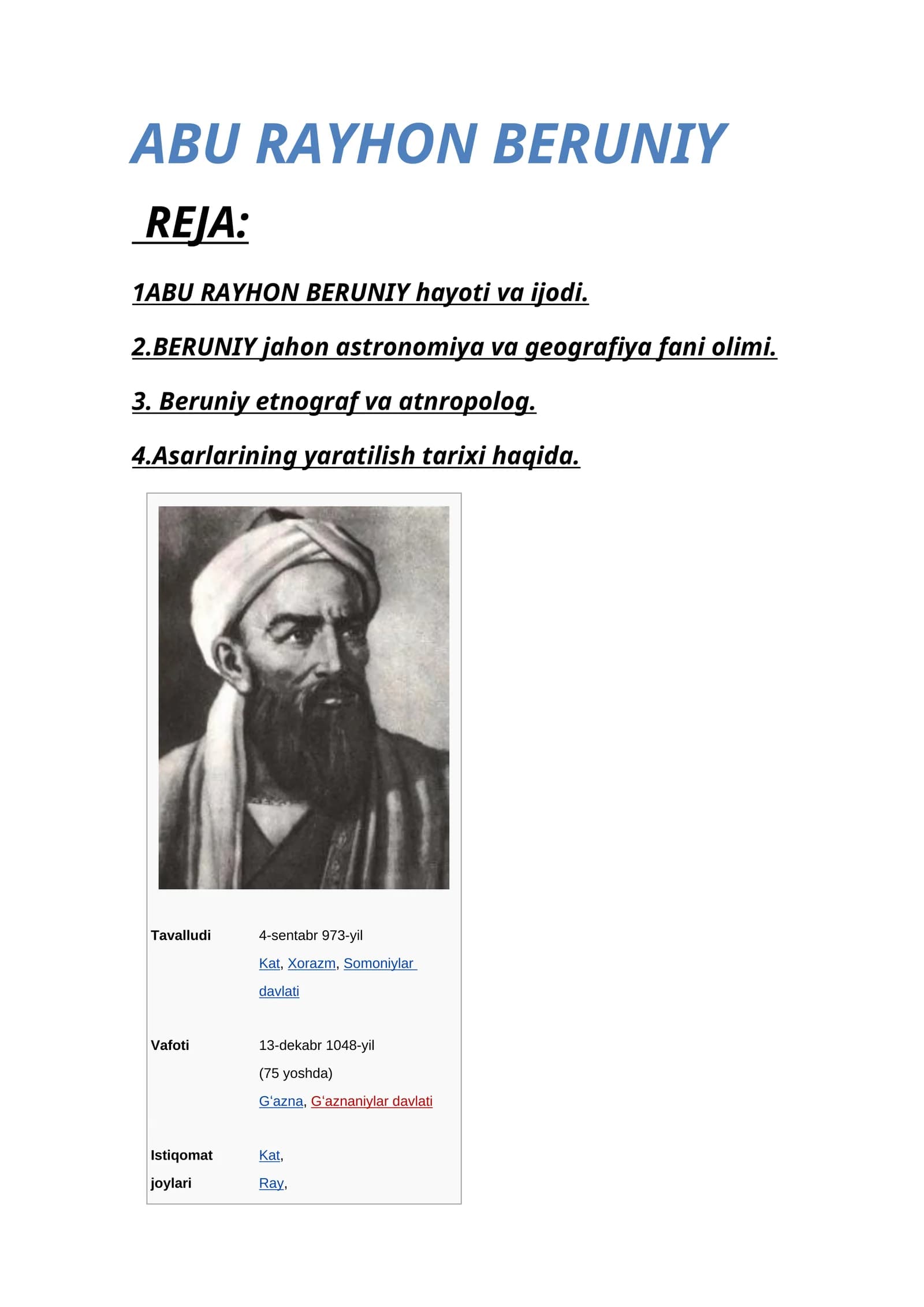 ABU RAYHON BERUNIY