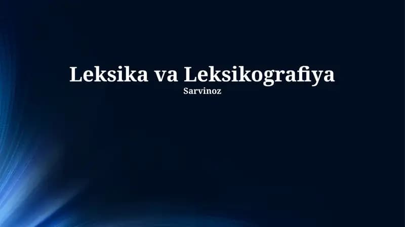 Leksika va Leksikografiya