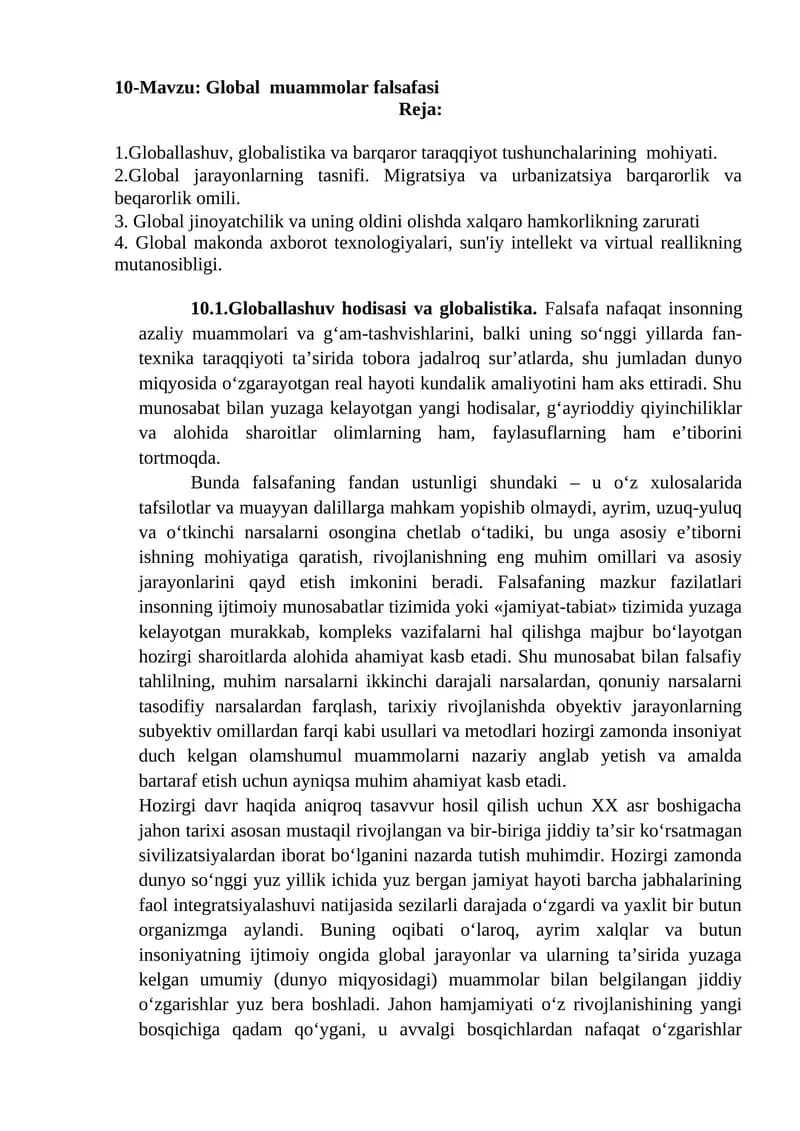 Global muammolar falsafasi