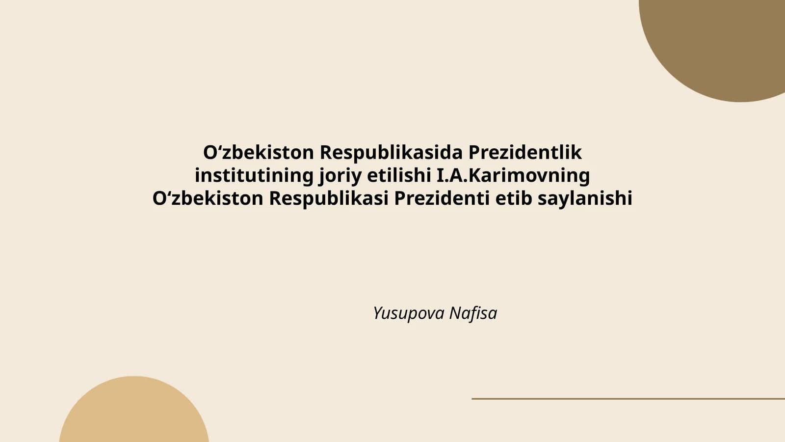 Prezidentlik instituti tushunchasi