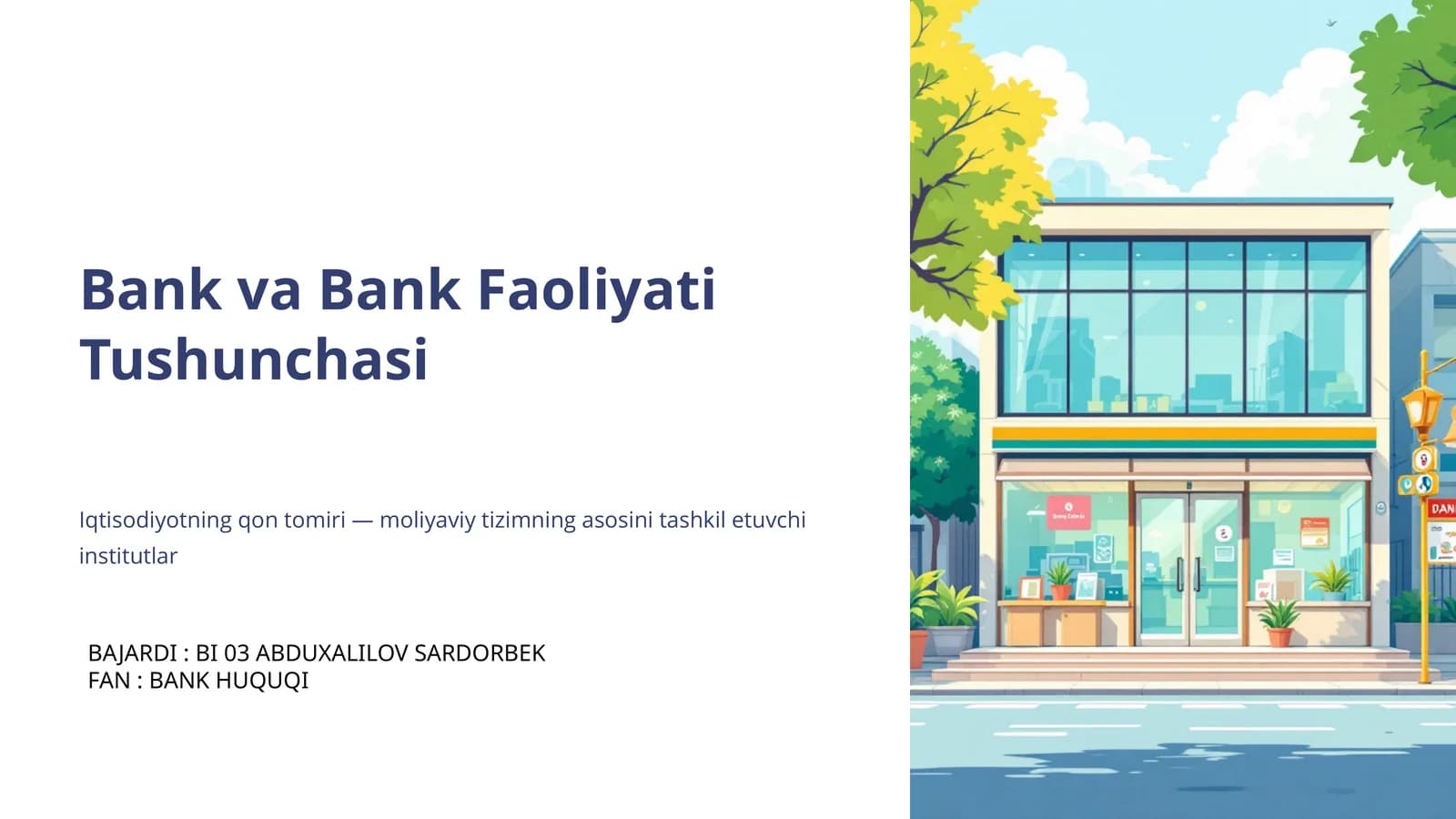 Bank va Bank Faoliyati Tushunchasi