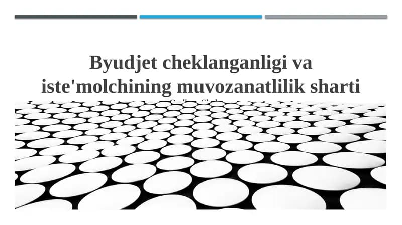 Byudjet cheklanganligi va iste'molchining muvozanatlilik sharti