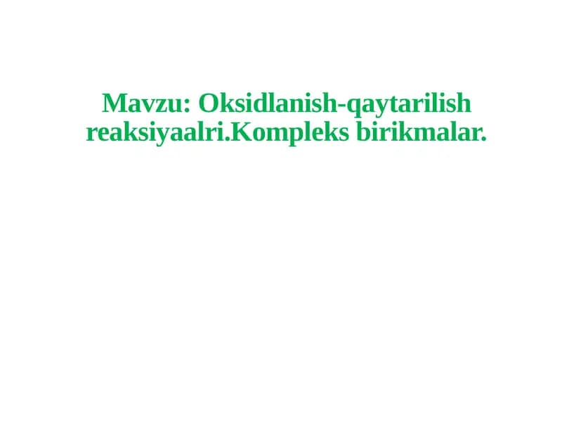 Oksidlanish-qaytarilish reaksiyalari