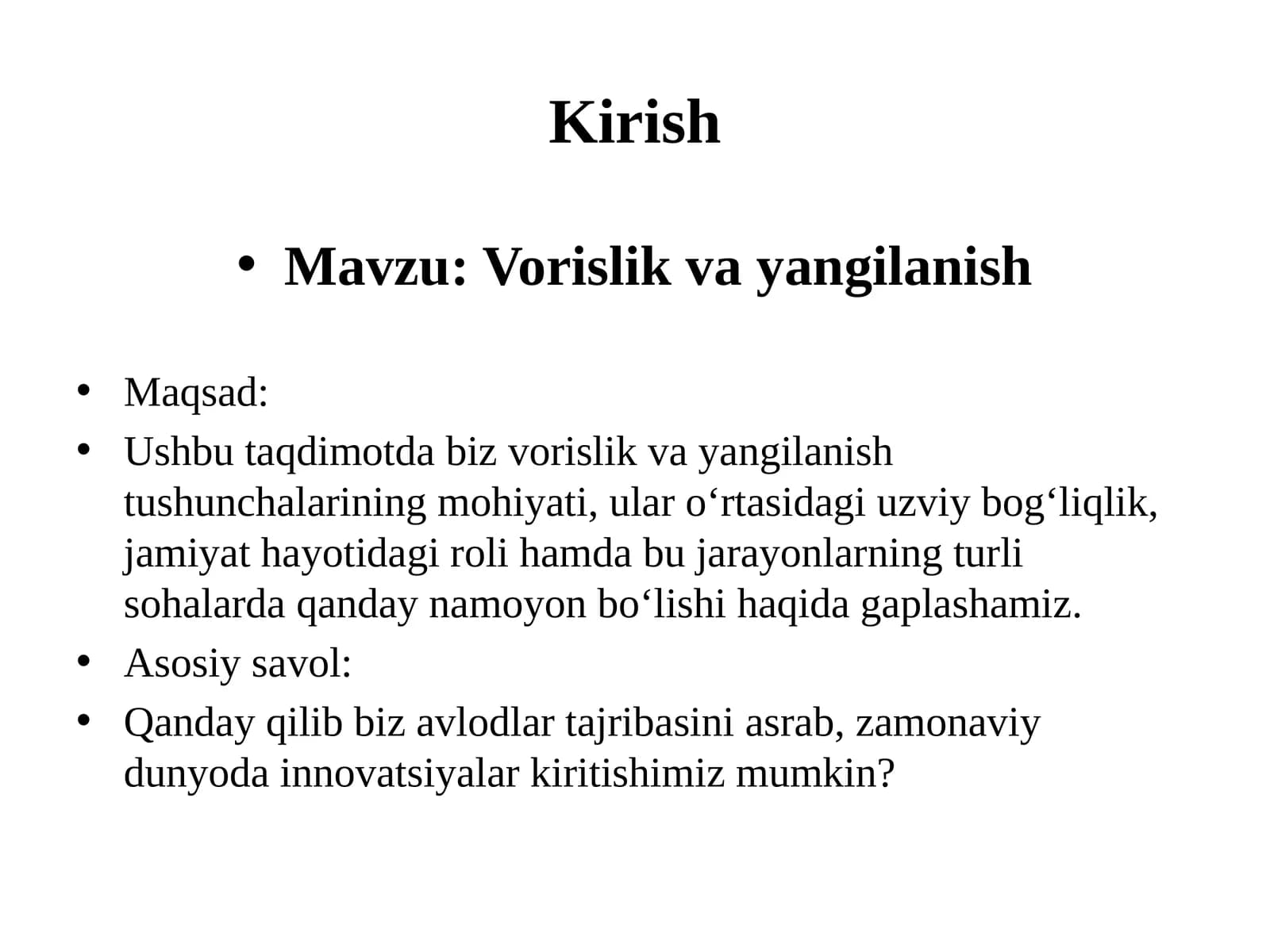 Vorislik va yangilanish