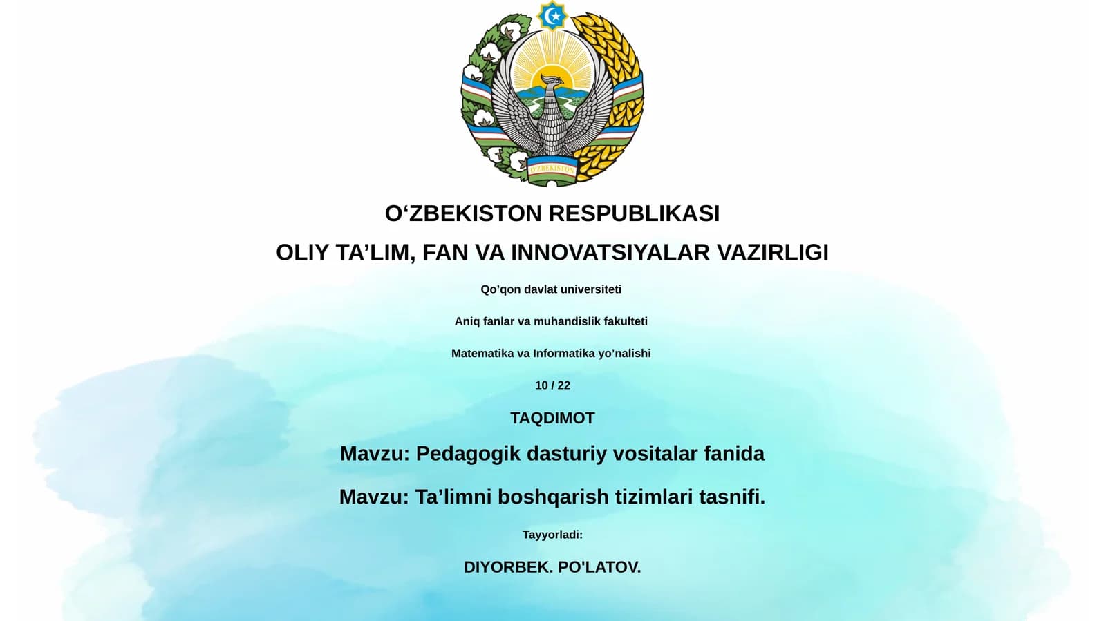 Pedagogik dasturiy vositalar fanida