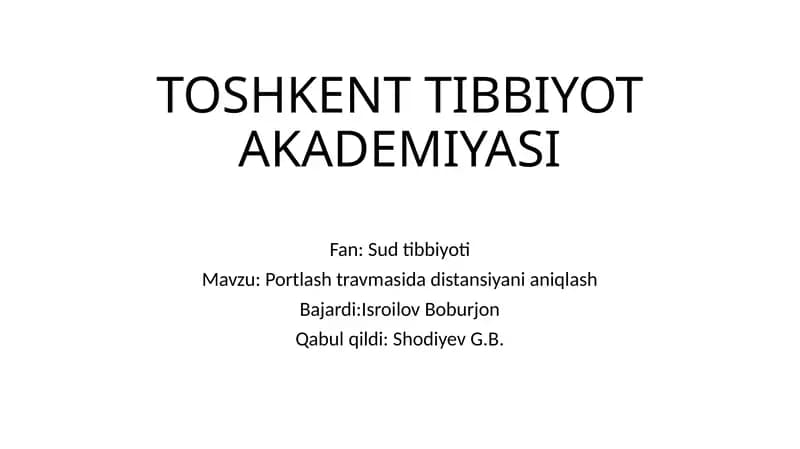 Portlash travmasi distantsiyaniani qilish