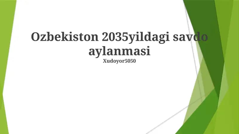 Ozbekiston 2035yildagi savdo aylanmasi